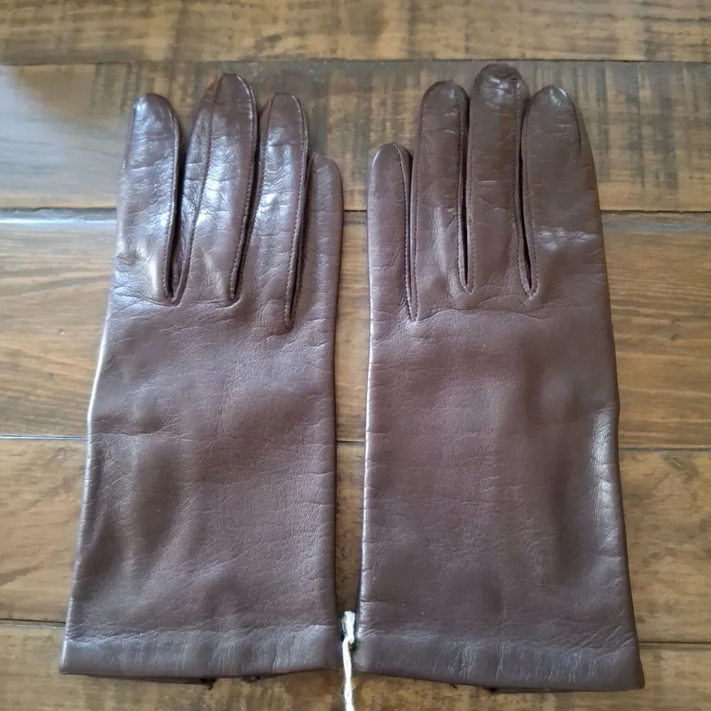 Fownes Womens Genuine Leather Gloves Size 8 Brown Original Tag Classic